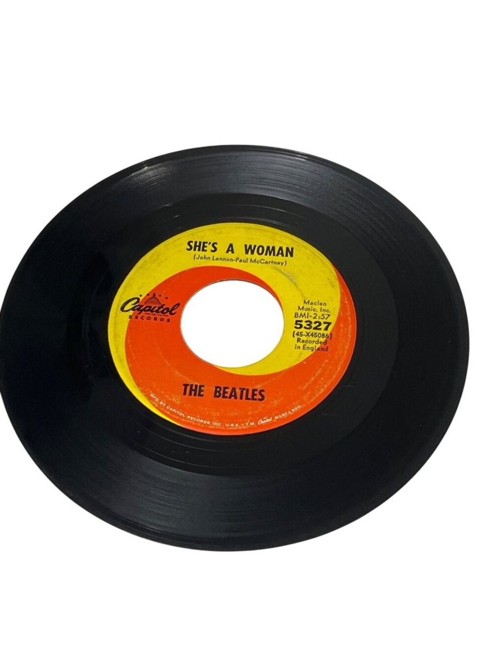 The Beatles Capitol 45 RPM Vinyl Record "I Feel Fine" / "Shes A Woman" R58